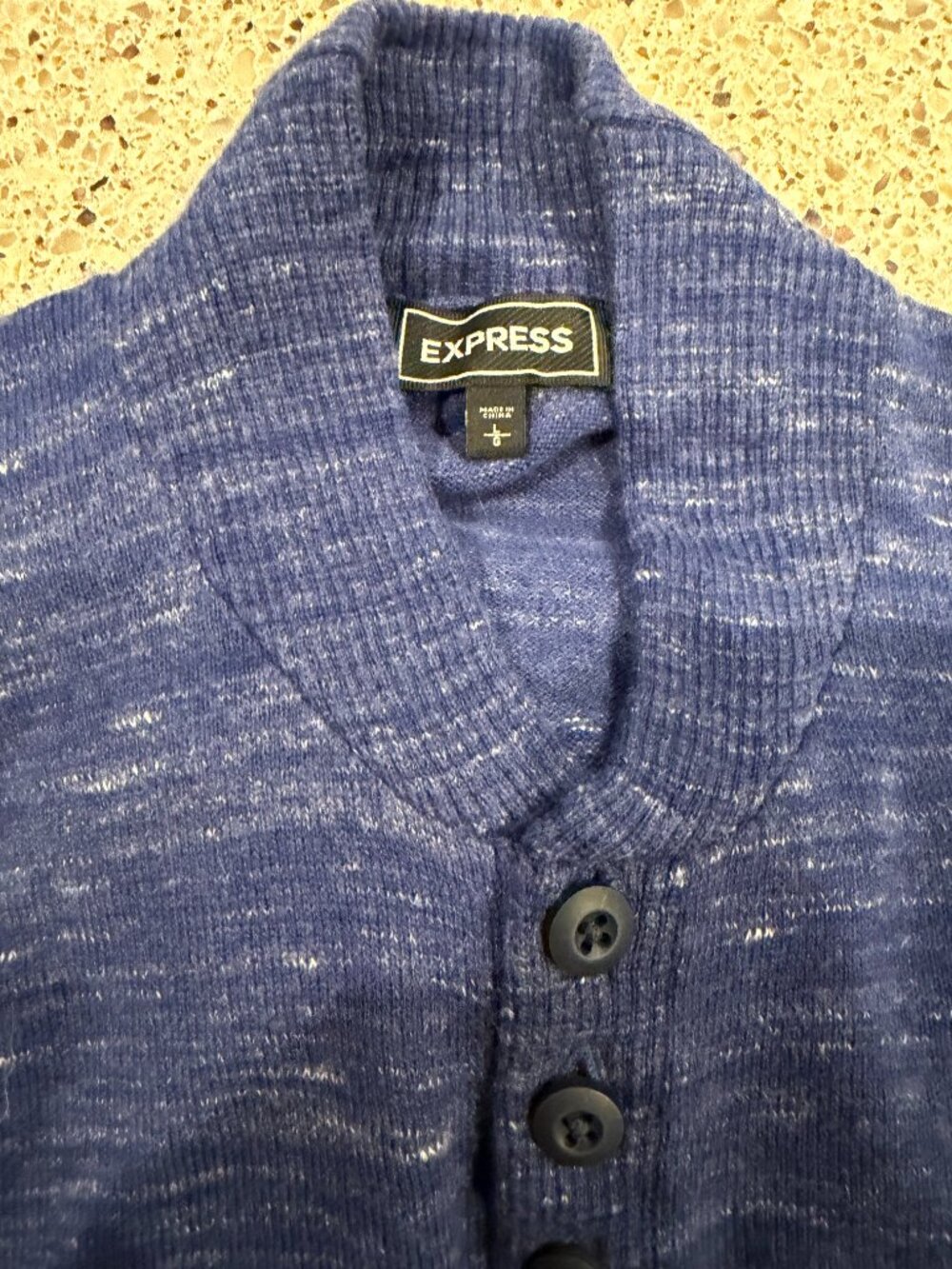 Express Blue Half Button Pullover Sweater - Picture 3 of 3